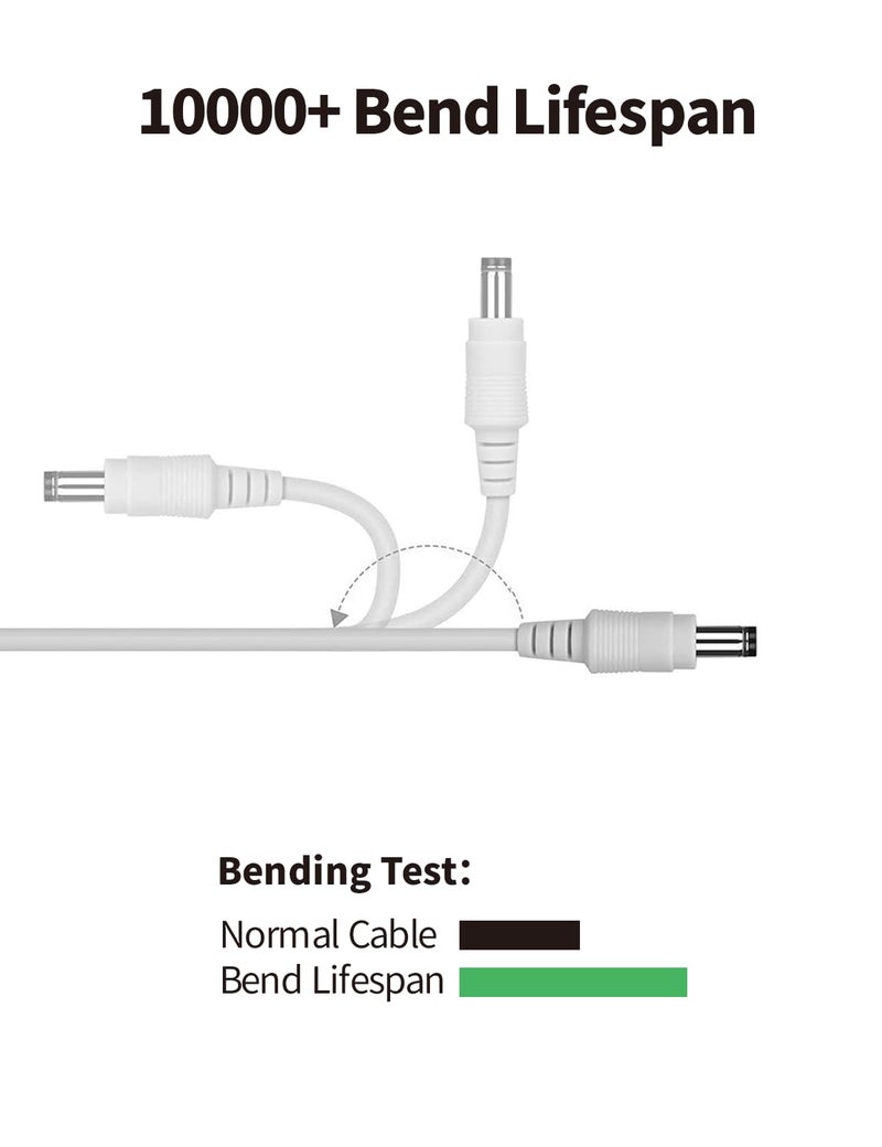 Tonton Power Extension Cable 10M 33Ft 2.1mm x 5.5mm Compatible with 12V DC Adapter Cord for CCTV Security Camera System NVR DVR and Standalone IP Camera(White) - Image 5